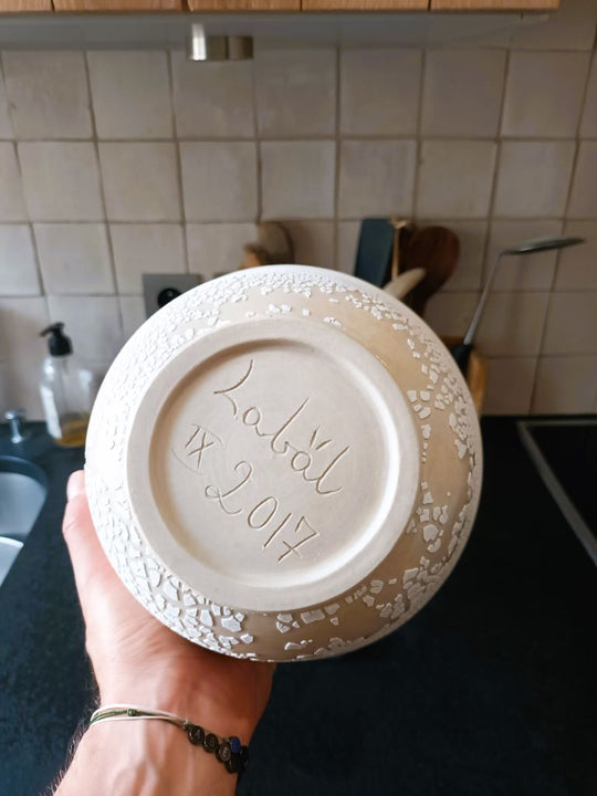 Labal Plato de servir de cerámica esmaltada blanco fabricado a mano